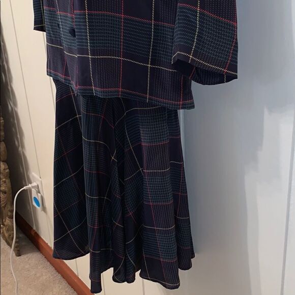 Vtg 80s/90s Argenti plaid silk dress - Picture 3 of 8